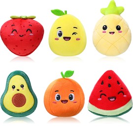 Aoriher 6 Pcs Cute Fruit Plush Toys Colorful Stuffed Fruits Soft Mini Doll Avocado Strawberry Orange Pineapple Stuffed Christmas Gifts for Classroom Prizes Birthday Party Favors
