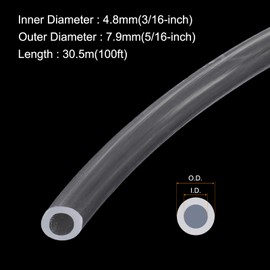 Rebower 3/16" x 5/16" Clear Plastic PVC Tubing 100ft Flexible Vinyl Tube, [for Garden Irrigation, Water Hose, Fish Tank, Aquarium] - 4.8x7.9mm