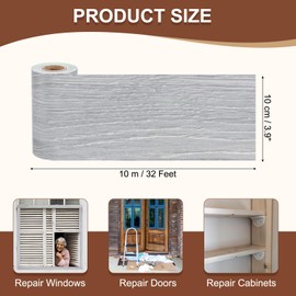 MECCANIXITY Wood Grain Repair Tape, 4 Inch x 33 Feet Self Adhesive Wood Grain Tape Multi-Purpose Wallpaper Border Trim for Furniture Floors Windows Doors Tables Home, Gray
