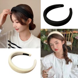 scicent Velvet Wide Headbands for Women Soft Head Band for Girls Fashion No Slip Hair Bands Hair Accessories (Black, Beige, Khaki) - 03