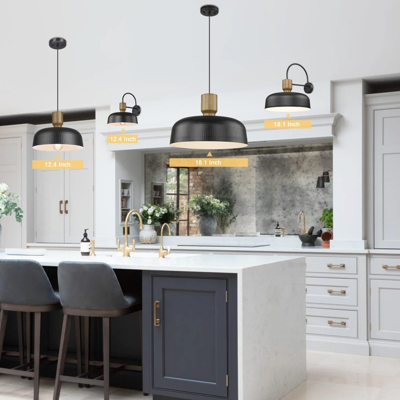 Luminzone Farmhouse Pendant Lights, Adjustable Hanging Light Fixtures with Hammered
