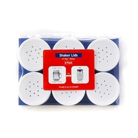 Plastic Lids with 12-Holes for Golden Harvest 4-Ounce Salt Pepper Shaker Mason Jars 48-400 2" Diameter (White; 6-Pack)