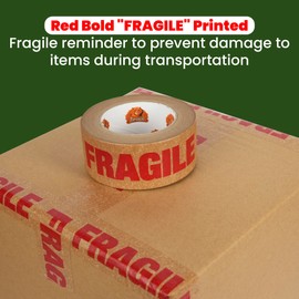 TAPEBEAR Fragile Tape Eco-Friendly Kraft Paper Tape 2Inch x 55Yard, Biodegradable Packaging Brown Paper Tape Self Adhesive Box Tape for Small Business, Shipping, Sealing, Moving, 3Rolls