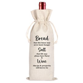 Maydvdv Hostess Gifts Wine Bag, Housewarming gift, Bread Salt Home Blessing Housewarming Gift, New Home Gift Wine Bag (Beige)