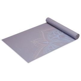 Gaiam Yoga Mat - 5mm Thick Yoga Mat - Non-Slip Exercise Mat for All Types of Yoga, Pilates & Floor Workouts - Textured Grip, Cushioned Support, Variety of Designs (24 x 68 inches long), Dusty Purple Point