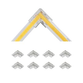 Tatazone 8pcs 2PIN Transparent L Shape COB Connectors for Single Color COB Light Strips Solerless Corner Connection (0.39(8mm)-2PIN-L Shape)