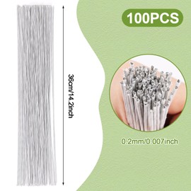 18 Gauge White Floral Stem Wire, 100 PCS Paper Wrapped Florist Wire for DIY Crafts Floral Arrangement Artificial Flower Making, 14 inch