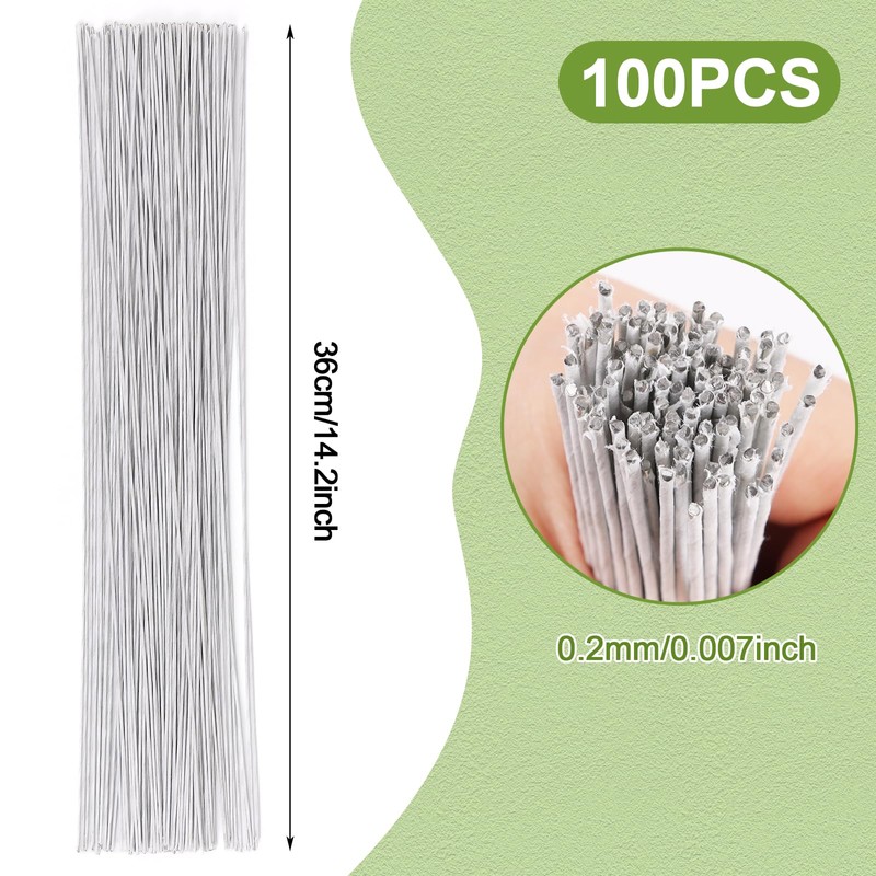 18 Gauge White Floral Stem Wire, 100 PCS Paper Wrapped