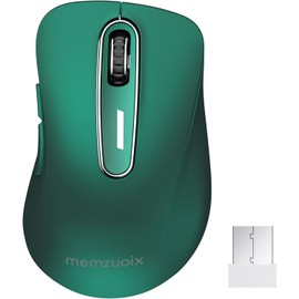 memzuoix 2.4G Wireless Mouse, 1400 DPI Computer Mice USB Receiver, Portable Wireless USB Mouse Battery Powered Cordless Mouse for Laptop, PC, Desktop, 5 Buttons (Dark Green)