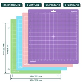 WISYOK 6-Pack 12x12 Inch Cutting Mats for Cricut Explore Air 2/Air/One/Maker, Adhesive Replacement Mats (Standard, Light, Strong, Fabric) for Crafts, Quilting, Sewing