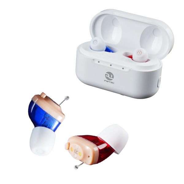 PWTEK Wireless Hearing Aids, Features Rechargeable Case, Noise Reduction, 4