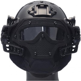 Goldenball G4 System Nylon Bump Full FACE Helmet Mask w/Goggles for Airsoft, Paintball, Military, Sports, Hunting, and Shooting (Black)