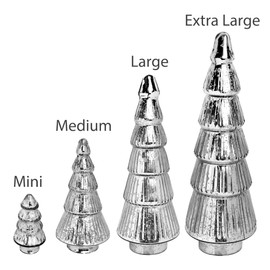 IHI EST. 1986 Decorative Holiday Figurine, Miniature Christmas Tree, 2.75 x 5 Inch Mercury Glass, Red