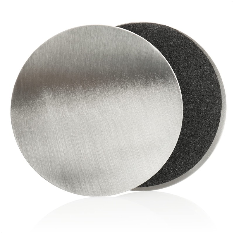 com-four® 7 Piece Coasters Set with Holder - Stainless Steel