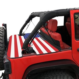 Shadeidea Tonneau Cover for Jeep Wrangler JK 4 Door︱JKU (2007-2018) Rear Trunk Ton Cover︱Cargo Vinyl Tailgate Cover for New Model Rubicon Sahara Sport S (American Flag) - 3 Year Warranty