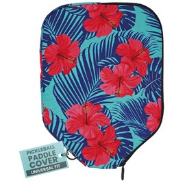 Palms-O-Aces Protect Your Pickleball Paddle with Our Durable and Padded Cover - Zipper Closure and Canvas Material - Pickleball Paddle Covers - Standard - Pink Hibiscus