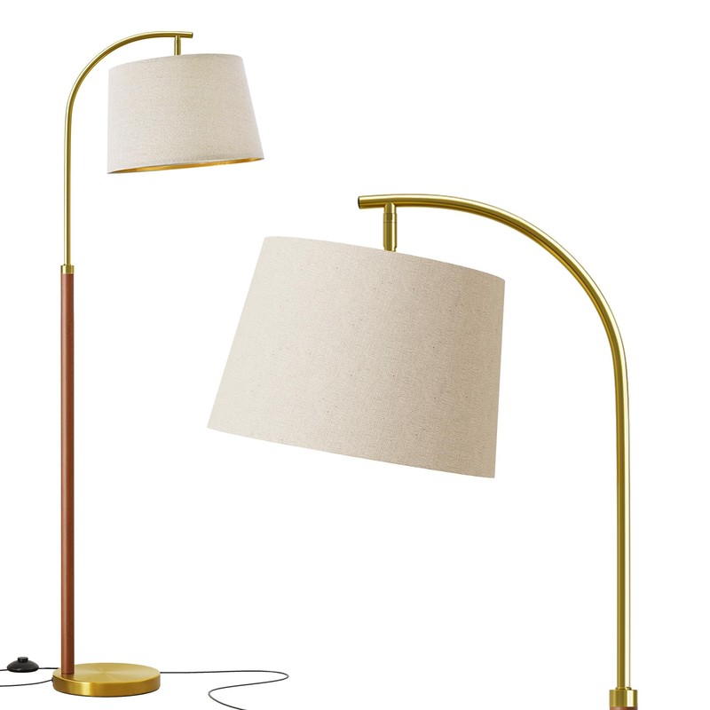 G-SAFAVA 62.5" Wood Floor Lamp for Living Room Gold with