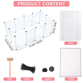 BRIAN & DANY Dog Playpen Portable for Small Animals, Dog Play Pen Indoor, Transparent Pet Playpen for Bunny, Puppies, Cats, 70.8" L x 35.4" W x 29.5" H