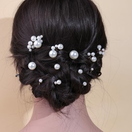 12 Pieces Pearl Bridal Wedding Hair Pins Handmade Bridal Hair Accessories for Wedding Brides Women Girls