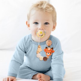 LSTRAGY Pacifier Clip, Cute Animal Pacifier Holder Clip for Boys and Girls, Most Pacifiers, Baby Teethers, Baby Shower and Baby Essentials(Deer)