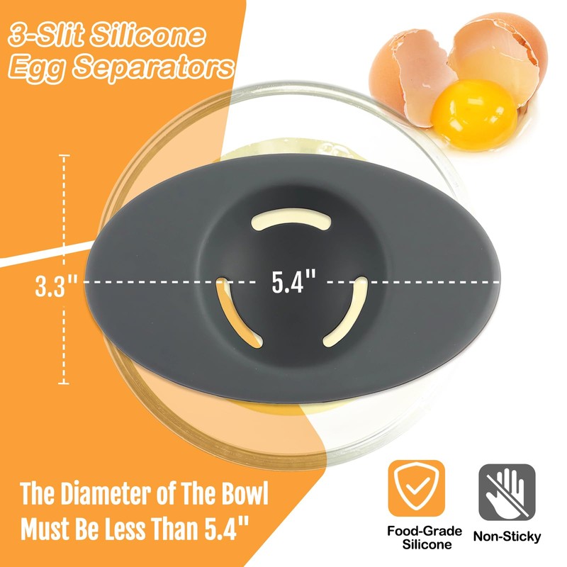 2PCS Silicone Egg Separators, Food-Silicone Egg White Separator, 3-Slit Egg