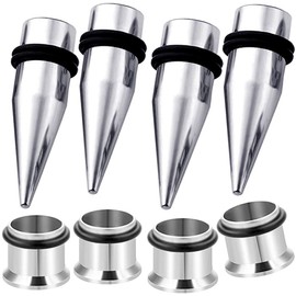 HEKEUOR 4 Piece 316l Steel Tapers and Tunnels Ear Stretching Kit Gauges Gauging Plugs Choose 1g 7/16 1/2 9/16 00g-14g, Alloy Steel, steel