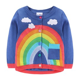 Mud Kingdom - Suéter unisex para niños, diseño de arcoíris y nubes, Azul, 12-18 Meses