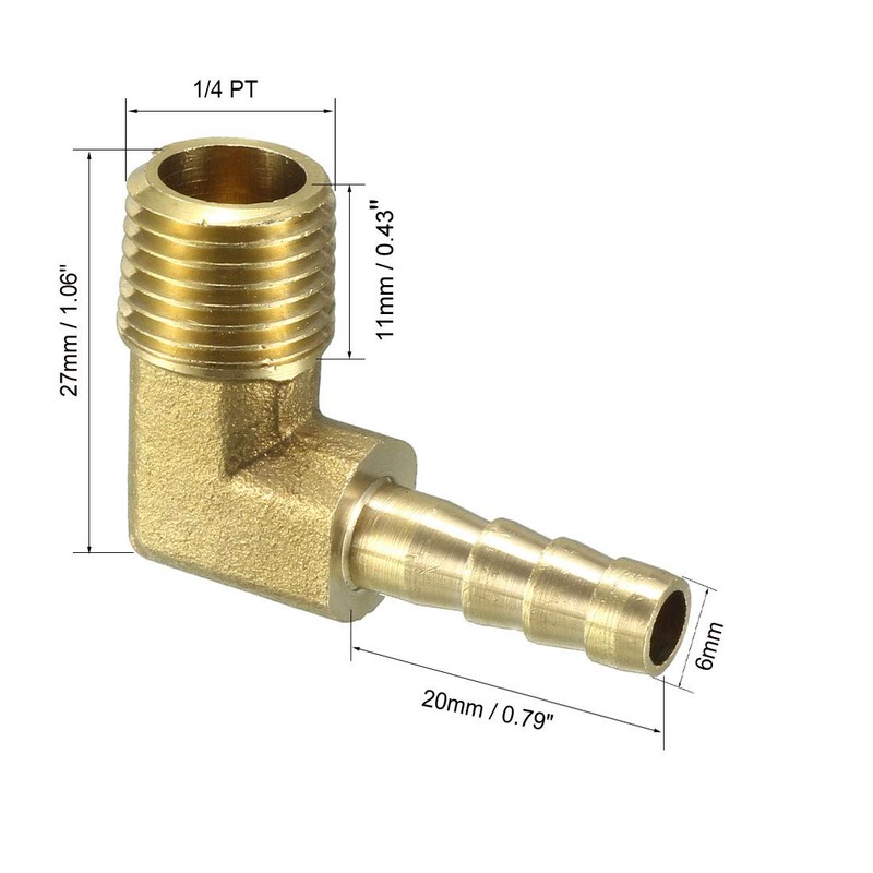 sourcing map Brass Coupling Connector 90 Degree Angle x 1/4