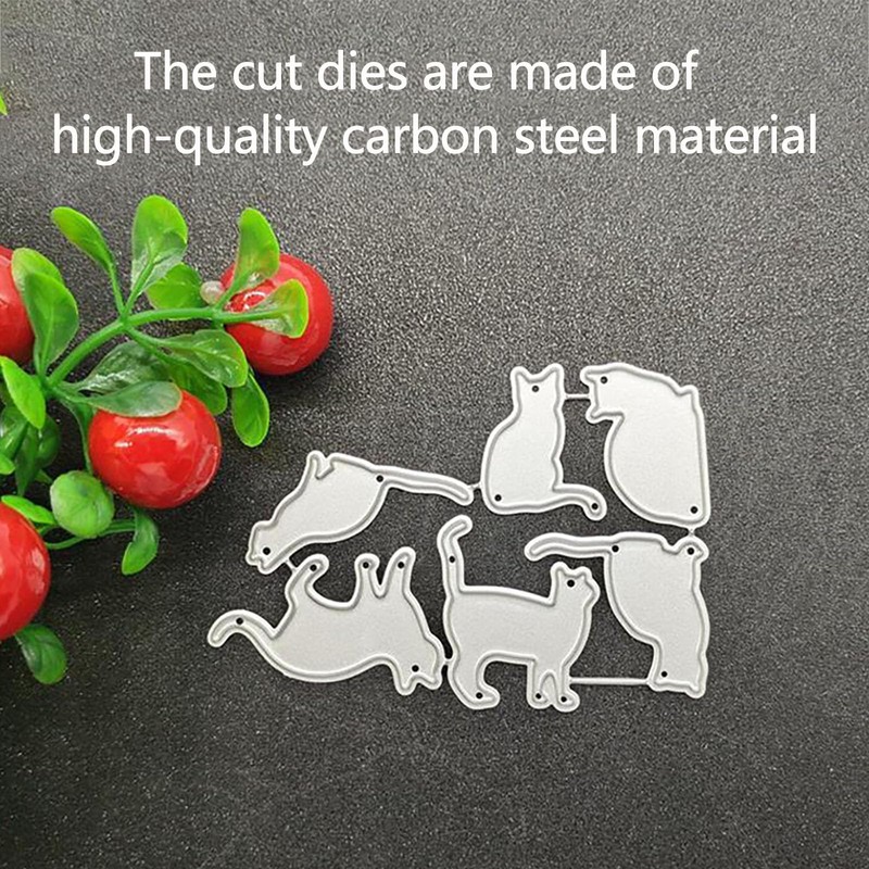 6Pcs Card Making Cat Cutting Dies Cut Stencils DIY Cat