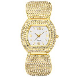BESTKANG Luxury Womens Watches Analog Quartz Wrist Watch Rectangular Cuff Bracelet Watch Business Casual Fashion Wrist Watches for Ladies (01Gold)