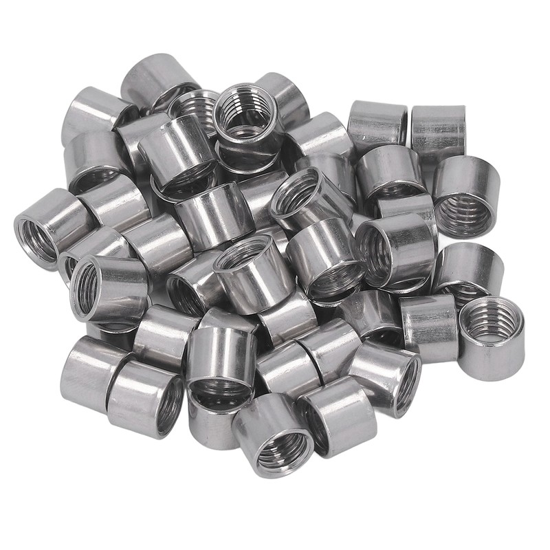 50Pcs M8 Female Thread Coupling Nut Rugged Stainless Steel Maintenance
