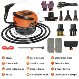 Handheld Steam Cleaner for Home, 2500W High Temperature Pressurized Machine, 1.7L Water Tank, Handle-controlled Steam Output, Portable Cleaning Steamer for Car, Bed Bugs, Furniture, Grout, Red