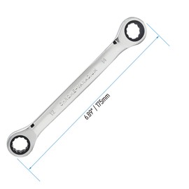FOCMKEAS Double Box End Ratcheting Wrench 12mm x 14mm Metric 72 Teeth 12 Point Ratchet Gear Spanner Tools, Heat-Treated CR-V