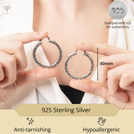 MAX + STONE Lightweight Small Chunky Hoop 925 Sterling Silver Earrings for Women | Nickel Free Hypoallergenic with Click Tops, No Gemstone