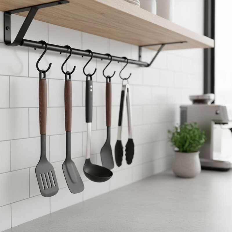 30 Pack Black S Hooks for Hanging Plants, Metal Hooks