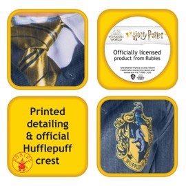 Rubie's 641271L Hufflepuff Costume Top, Girls, Multicolour, Large Age 8-10, World Book Day