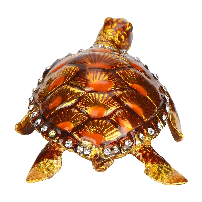 Tortoise Figurine Electroplated Turtle Jewelry Trinket Storage Box Ornament with