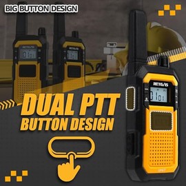 Retevis RB48 Radios Walkie Talkie, Resistente al Agua IP67, MIL-STD-810H, Radio de Comunicacion Inalámbricos, 2000 mAh, USB-C,Alerta de Vibración,SOS,NOAA,Radio Portátil para Construcción (2 Paquetes)