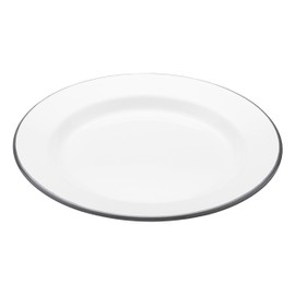 KitchenCraft Living Nostalgia Enamel Breakfast Plate, White/Grey, 24 cm (9.5 inch)