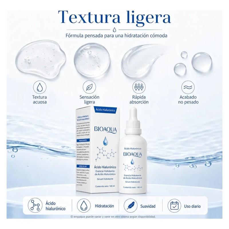 Bioaqua 100 Ml Sérum Ácido Hialurónico Facial Hidratante