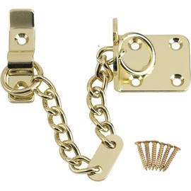 Genius® Door Chain Polished Brass, Narrow Design Door Limiter, External and Internal Door Restrictor for Wooden and UPVC Doors, Additional Front Door Security (Polished Brass)