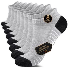 YouShow Trainer Socks Women 6-8 Ladies Cotton Running Socks Size 4-7 UK Multipack of 8 Anti Blister Athletic Ankle Sock Mens 6-11 for Walking Gym Cycling Hiking Moisture Wicking Light Grey