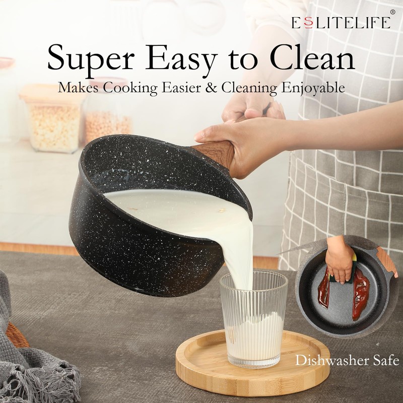 ESLITE LIFE Nonstick Sauce Pan with Lid, 1.5 QT Small