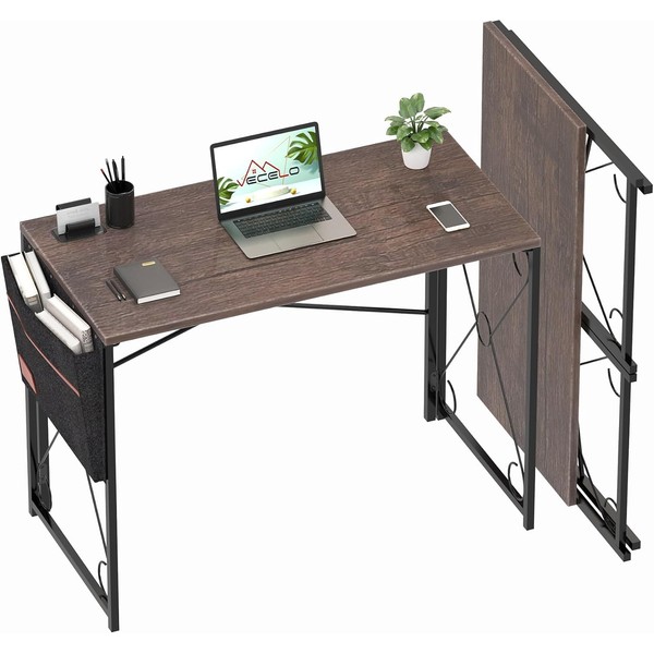 VECELO 39 Inch Folding Desk Simple Assembly, Writing Computer Desk