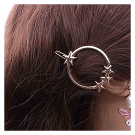 Andelaisi Boho Circle Hair Clip Vintage Hollow Circle Hair Barrette Clip Circle Star Hairpin Clip Minimalist Geometric Head Clip Accessory for Women and Girls Headdress