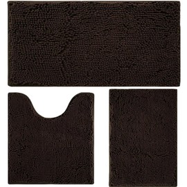 Bathroom Rugs Sets 3 Piece Non Slip,Bath Rugs with PVC Backing Bath Carpet,Bathroom Rug Washable,Absorbent,Plush Carpet Mats,Bath Mats for Bathroom,Bedroom, Kitchen,Tub,Home Decor（Coffee）