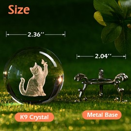 ZRENJHUS 3D Cat Crystal Ball 60mm Cat Themed Gifts Decorative Ball Glass Sphere Presents Home Decor with Stand Gifts for Women Mothers Day Christmas Birthday