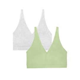 Smart & Sexy Women's Cloud Cotton Comfort Collection Bralettes & Panty 2 Packs, Glass Green/Heather Grey, Medium