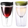 Vino2Go Double Wall Acrylic Tumbler with Black and Verde Lids,