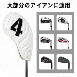 Golf Iron Covers Magnetic Wedge Covers Club Head Covers Set of 10 (4-9,P,A,S,X) White Synthetic Leather Golf Course Pattern